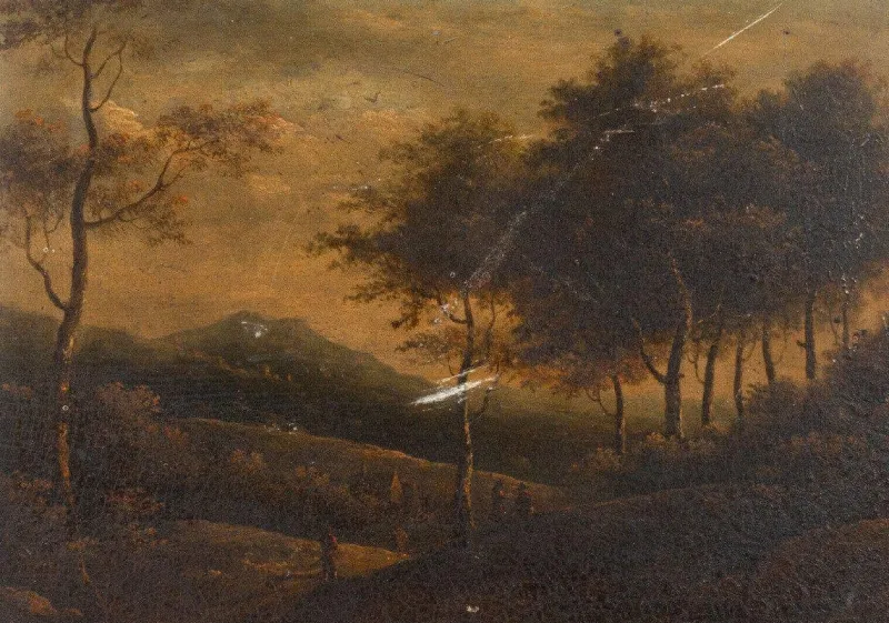 Pamono Restoration Period Artist, Landscape, Oil on Panel, Framed> Classical