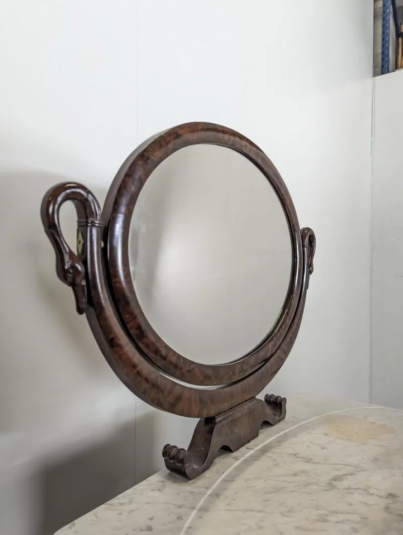 Pamono Restoration Swan Neck Dressing Table in Flamed Mahogany