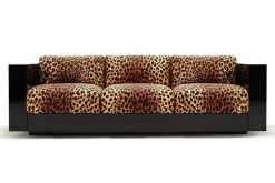 Pamono Revolution Sofa in Leopard Velvet and Black Lacquer by Moanne> Seating|Couches & Sofas
