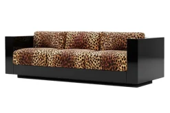 Pamono Revolution Sofa in Leopard Velvet and Black Lacquer by Moanne> Seating|Couches & Sofas