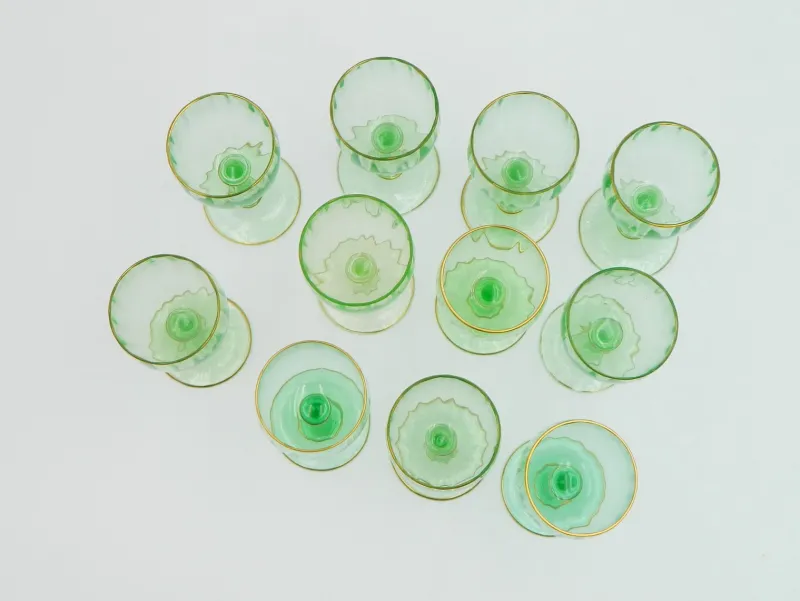 Pamono Rhein Wine Glasses by J. & L. Lobmeyr Vienna, 1890s, Set of 11> Glassware