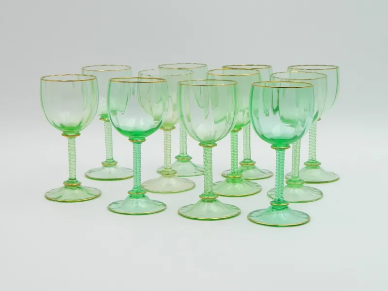 Pamono Rhein Wine Glasses by J. & L. Lobmeyr Vienna, 1890s, Set of 11> Glassware