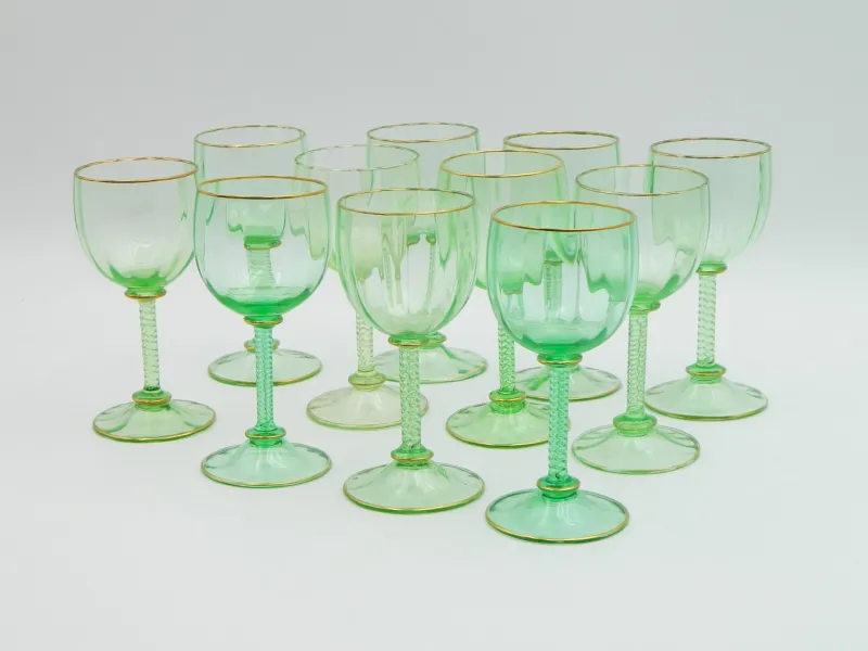 Pamono Rhein Wine Glasses by J. & L. Lobmeyr Vienna, 1890s, Set of 11> Glassware