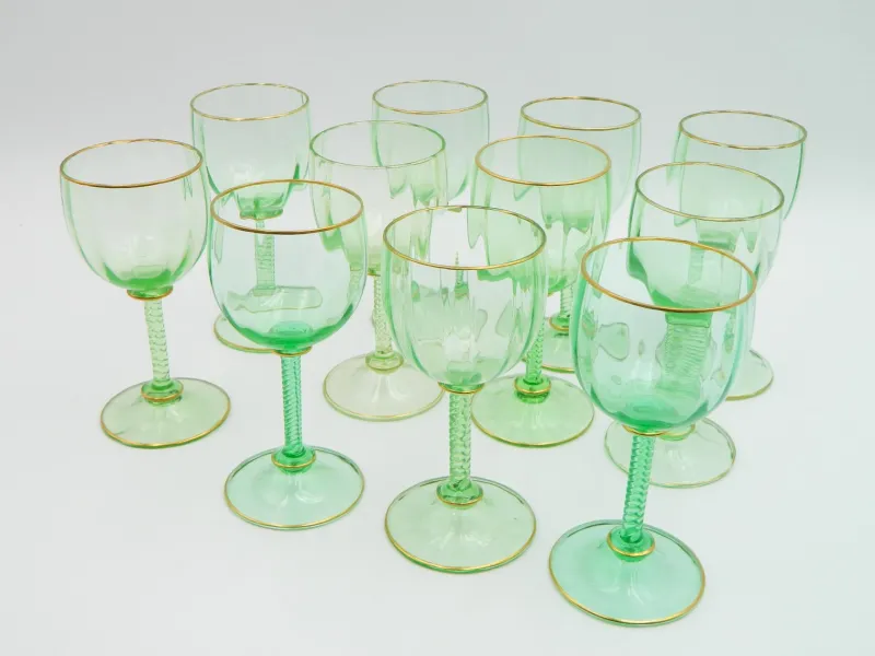 Pamono Rhein Wine Glasses by J. & L. Lobmeyr Vienna, 1890s, Set of 11> Glassware