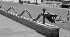 Pamono Rhine Snake Sculpture at Shore of Rhine Dusseldorf, Germany, 1937> Photography