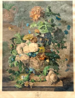 Pamono Richard Earlom After Jan van Huysum, A Flower Piece, Watercolour on Mezzotint, 1778> Old Masters