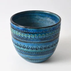 Pamono Rimini Blue Flower Pot by Aldo Londi for Bitossi, 1960s><noscript><img width=