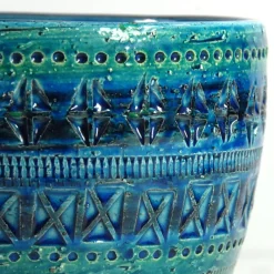 Pamono Rimini Blue Flower Pot by Aldo Londi for Bitossi, 1960s><noscript><img width=