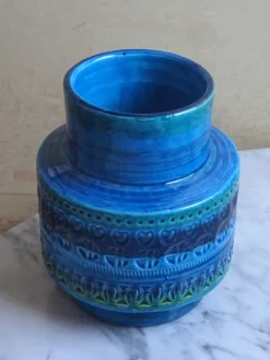 Pamono Rimini Blue Vase from Bitossi, 1960s><noscript><img width=