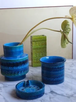Pamono Rimini Blue Vase from Bitossi, 1960s><noscript><img width=