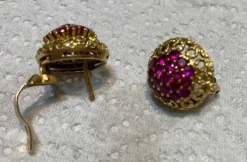 Pamono Ring and Earrings in 18 Karat Yellow Gold with Rubies, 1970s, Set of 3><noscript><img width=