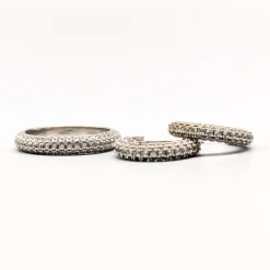Sale Pamono Ring and Earrings in Silver with White Stones, Set of 3