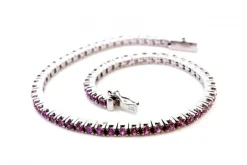 Pamono Rivière Bracelet in White Gold with Calibrated Synthetic Rubies><noscript><img width=