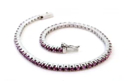 Pamono Rivière Bracelet in White Gold with Calibrated Synthetic Rubies><noscript><img width=
