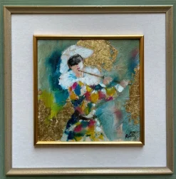 Pamono Rivolta, Harlequin, 20th Century, Mixed Media Painting, Framed> Painting