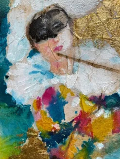 Pamono Rivolta, Harlequin, 20th Century, Mixed Media Painting, Framed><noscript><img width=