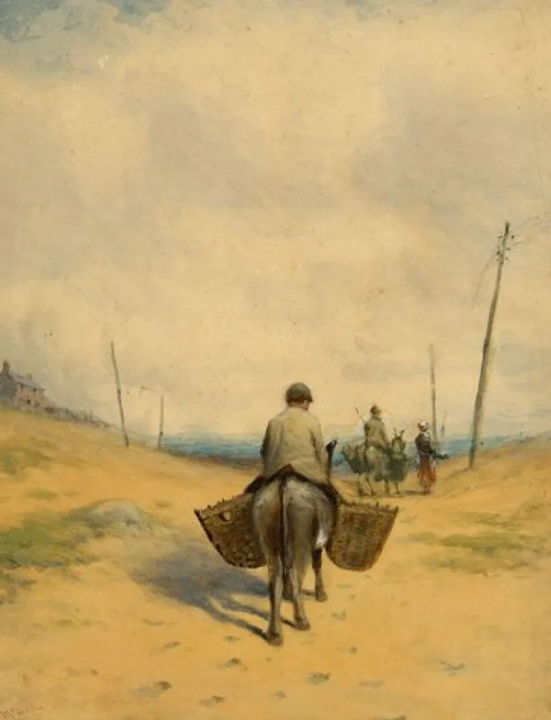Pamono Robert Finlay McIntyre, Homeward Bound, Sennen, Cornwall, 19th Century, Watercolour> Work On Paper