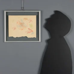 Hot Pamono Roberto Crippa, Modern Composition, Crayon Drawing on Paper, 1969, Framed