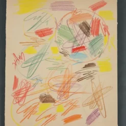 Pamono Roberto Crippa, Modern Composition, Pastel Drawing on Paper, Framed><noscript><img width=
