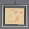 Pamono Roberto Crippa, Modern Composition, Crayon Drawing on Paper, 1969, Framed> Work On Paper