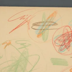 Pamono Roberto Crippa, Modern Composition, Crayon Drawing on Paper, 1969, Framed><noscript><img width=