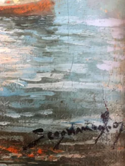 Discount Pamono Roberto Scognamiglio, Baie de Naples et pêcheurs, Oil on Canvas, Framed