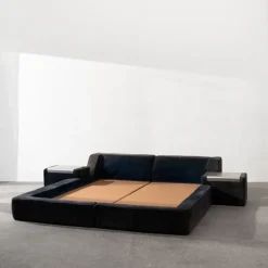 Pamono Roche Bobois Suede Bed Frame, 1970s><noscript><img width=