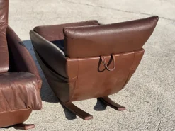 Pamono Rocking Chair in Brown Leather from de Sede, Switzerland, 1970s><noscript><img width=