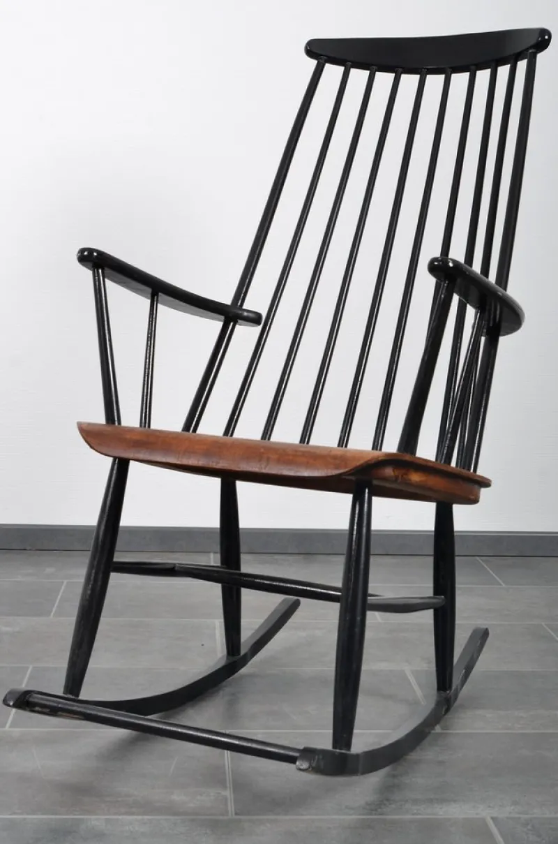 New Pamono Rocking Chair in Solid Teak by Ilmari Tapiovara for Asko