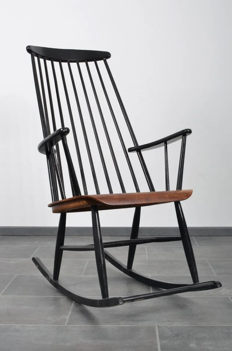 New Pamono Rocking Chair in Solid Teak by Ilmari Tapiovara for Asko