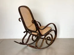New Pamono Rocking Chair in Wood and Straw, 1960s