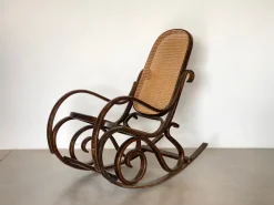 New Pamono Rocking Chair in Wood and Straw, 1960s