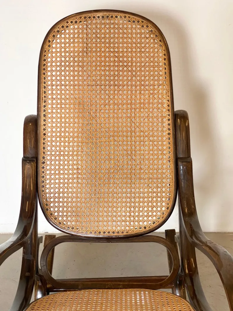 New Pamono Rocking Chair in Wood and Straw, 1960s