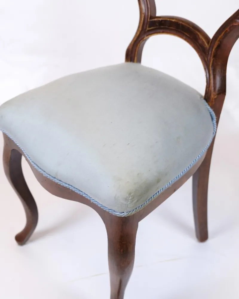 Online Pamono Rococo Chairs in Mahogany and Light Blue Fabric, 1860s, Set of 2
