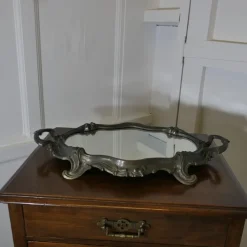 Pamono Rococo Style Silver-Plated Sideboard Mirror Tray><noscript><img width=
