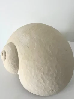 Pamono Roger Denton, Large Hand Carved Shell Sculpture, 2000s, Limestone> Minimalist