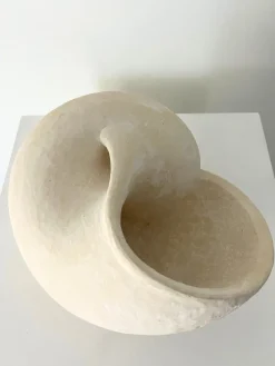Pamono Roger Denton, Large Hand Carved Shell Sculpture, 2000s, Limestone> Minimalist