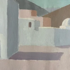 New Pamono Rolf Norrman, Cubic Houses, Spain, 1960, Oil on Canvas, Framed