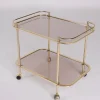 Pamono Rolling Trolley in Brass and Smoked Glass, 1970> Serving Bar Carts & Trolleys