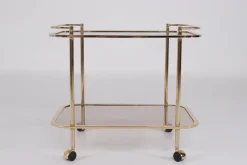 Pamono Rolling Trolley in Brass and Smoked Glass, 1970><noscript><img width=