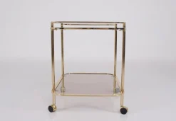 Pamono Rolling Trolley in Brass and Smoked Glass, 1970><noscript><img width=