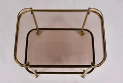 Pamono Rolling Trolley in Brass and Smoked Glass, 1970><noscript><img width=