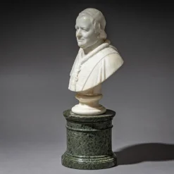 Pamono Roman Artist, Marble Bust of Pope Pius IX, Marble on a Serpentine Base, 1840s><noscript><img width=