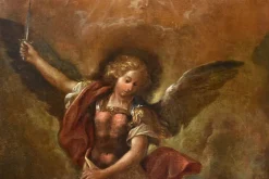 Outlet Pamono Roman Artist, Saint Michael the Archangel, 1700, Oil on Canvas, Framed