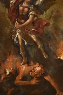 Outlet Pamono Roman Artist, Saint Michael the Archangel, 1700, Oil on Canvas, Framed