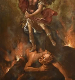 Outlet Pamono Roman Artist, Saint Michael the Archangel, 1700, Oil on Canvas, Framed
