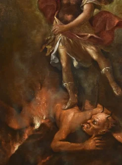 Outlet Pamono Roman Artist, Saint Michael the Archangel, 1700, Oil on Canvas, Framed