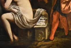 Best Pamono Roman School Artist, Susanna and the Elders, 17th Century, Oil on Canvas, Framed
