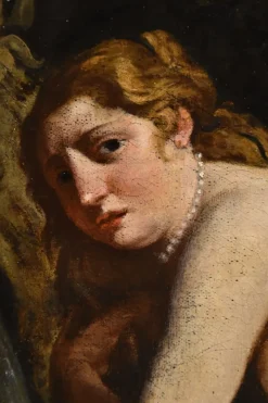 Best Pamono Roman School Artist, Susanna and the Elders, 17th Century, Oil on Canvas, Framed