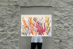 Hot Pamono Romina Milano, Fire Corals, Biomorphic Seascape, 2025, Mixed Media on Paper